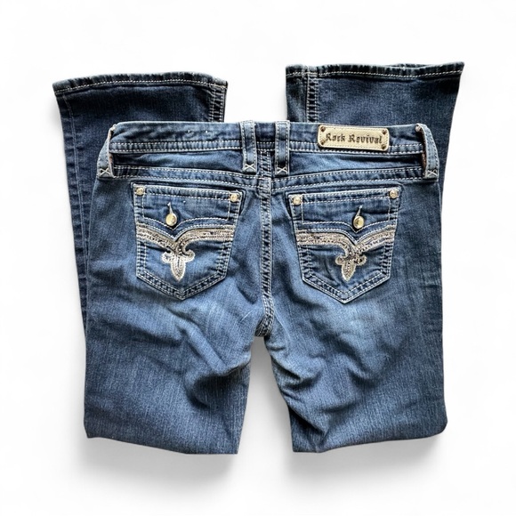 Rock Revival Denim - Rock Revival Betty 31 Stylish Easy Boot Blue Embellished Women's Jeans